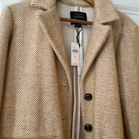 NEW Sanctuary x Anthropologie coat, size XS, brown and white striped, soft - Picture 6 of 9